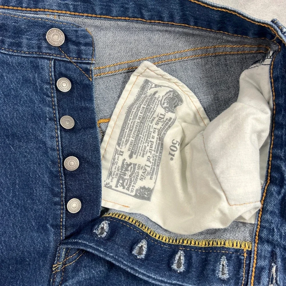 LEVI'S‎ 501 Jeans Mens 36x32 Button Fly Straight Leg Blue Denim Casual Stained
